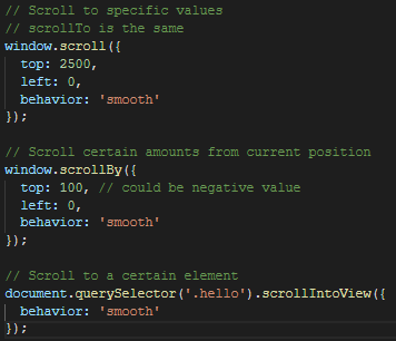 smooth scroll post code screenshot